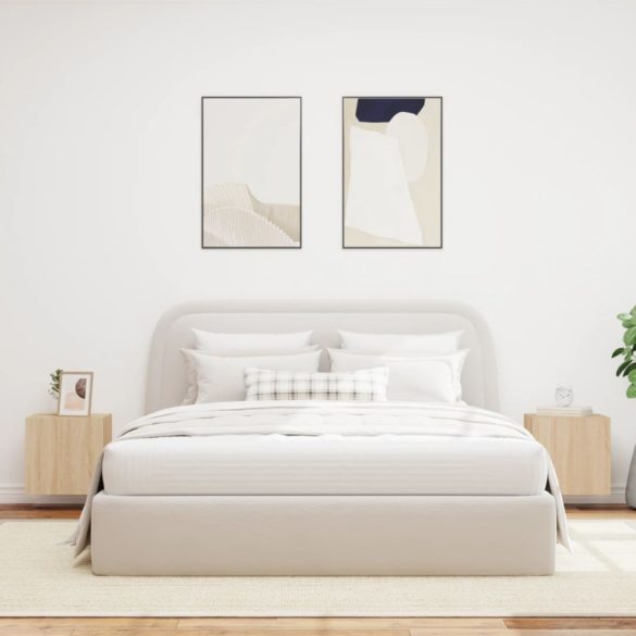 2 db sonoma tölgy színű fali TV-szekrény LED-del 40,5x35x40 cm