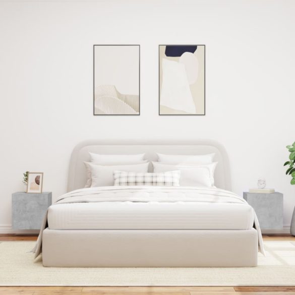 2 db betonszürke fali TV-szekrény LED-del 40,5x35x40 cm