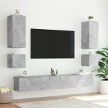 2 db betonszürke fali TV-szekrény LED-del 40,5x35x40 cm