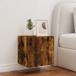 füstös tölgy színű fali TV-szekrény LED-ekkel 40,5x35x40 cm