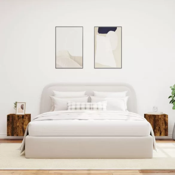 2 db füstös tölgy fali TV-szekrény LED-ekkel 40,5x35x40 cm