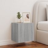 szürke sonoma színű fali TV-szekrény LED-ekkel 40,5x35x40 cm