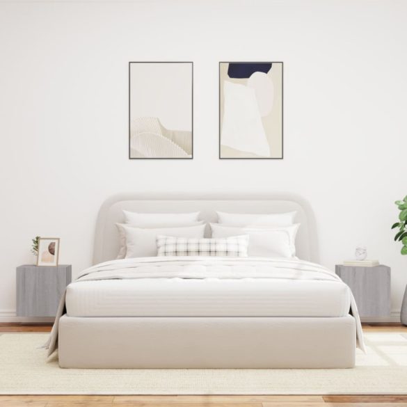 2 db szürke sonoma fali TV-szekrény LED-ekkel 40,5x35x40 cm