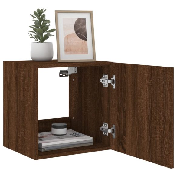 barna tölgyszínű fali TV-szekrény LED-del 40,5x35x40 cm