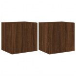2 db barna tölgyszínű fali TV-szekrény LED-del 40,5x35x40 cm