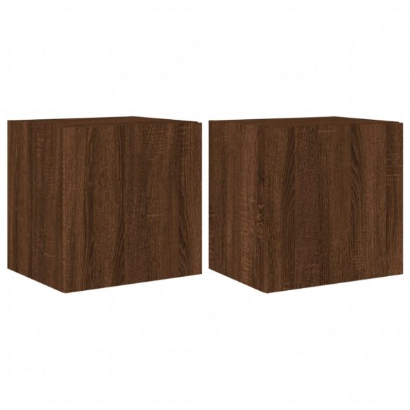 2 db barna tölgyszínű fali TV-szekrény LED-del 40,5x35x40 cm