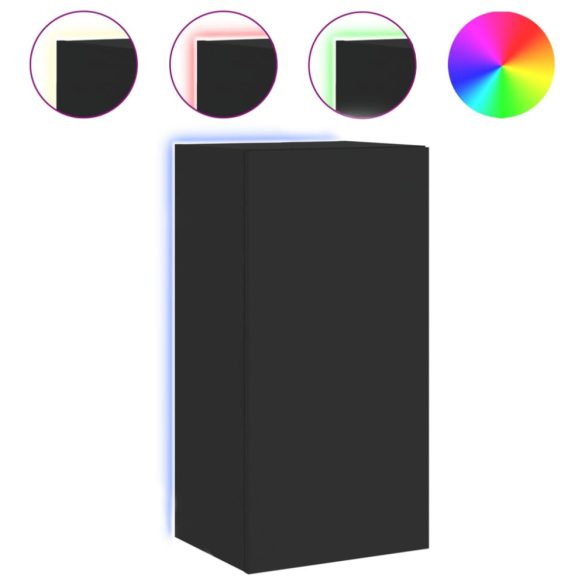 fekete falra szerelhető TV-szekrény LED-del 40,5 x 35 x 80 cm