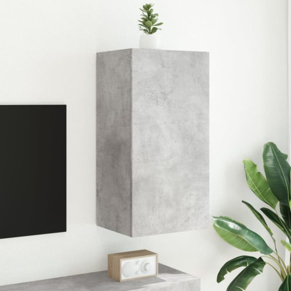 betonszürke falra szerelhető TV-szekrény LED-del 40,5x35x80 cm