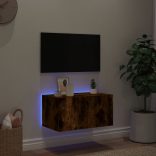 füstös tölgy színű fali TV-szekrény LED-ekkel 60x35x31 cm