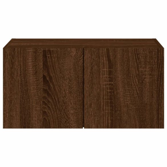 barna tölgyszínű fali TV-szekrény LED-del 60x35x31 cm