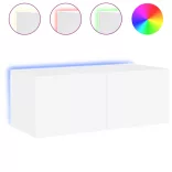 fehér falra szerelhető TV-szekrény LED-lámpákkal 80x35x31 cm