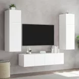 fehér falra szerelhető TV-szekrény LED-lámpákkal 80x35x31 cm