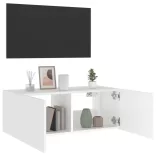 fehér falra szerelhető TV-szekrény LED-lámpákkal 80x35x31 cm