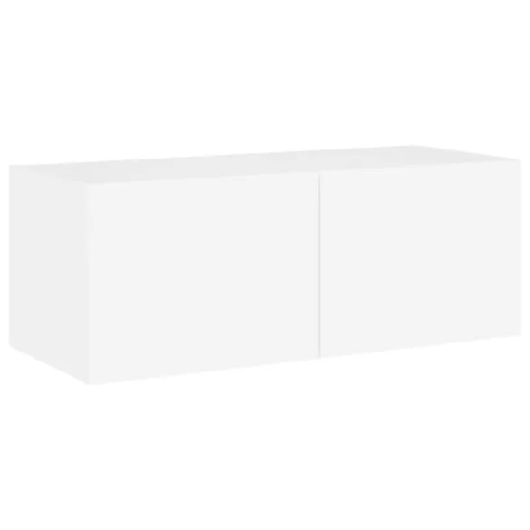 fehér falra szerelhető TV-szekrény LED-lámpákkal 80x35x31 cm