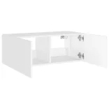 fehér falra szerelhető TV-szekrény LED-lámpákkal 80x35x31 cm