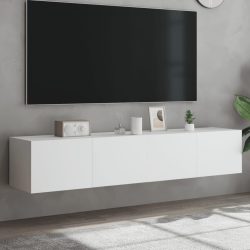   2 db fehér falra szerelhető TV-szekrény LED-del 60x35x31 cm