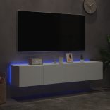 2 db fehér falra szerelhető TV-szekrény LED-del 80x35x31 cm