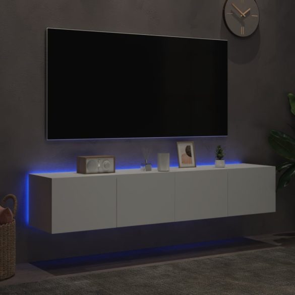 2 db fehér falra szerelhető TV-szekrény LED-del 80x35x31 cm
