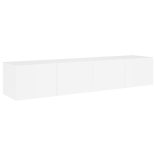 2 db fehér falra szerelhető TV-szekrény LED-del 80x35x31 cm