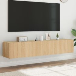   2 db sonoma tölgy színű fali TV-szekrény LED-del 80x35x31 cm