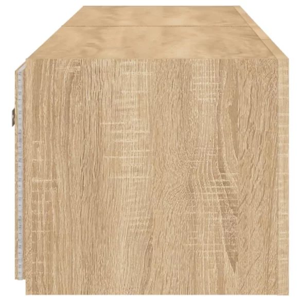 2 db sonoma tölgy színű fali TV-szekrény LED-del 80x35x31 cm