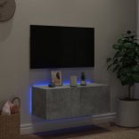 betonszürke falra szerelhető TV-szekrény LED-del 80x35x31 cm