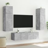 betonszürke falra szerelhető TV-szekrény LED-del 80x35x31 cm