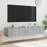 2 db betonszürke fali TV-szekrény LED-del 80x35x31 cm