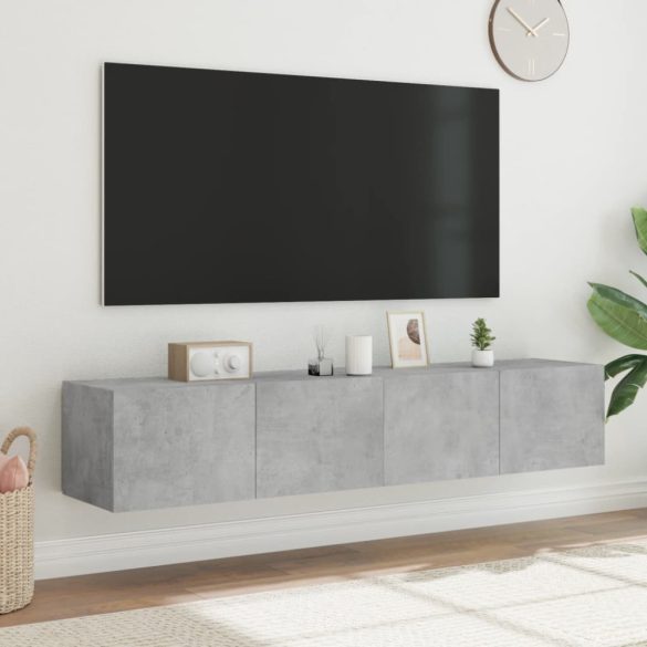 2 db betonszürke fali TV-szekrény LED-del 80x35x31 cm