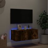 füstös tölgy színű fali TV-szekrény LED-ekkel 80x35x31 cm