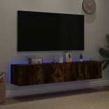 2 db füstös tölgy fali TV-szekrény LED-ekkel 80x35x31 cm