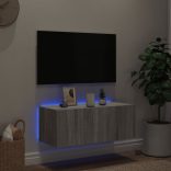 szürke sonoma színű fali TV-szekrény LED-del 80x35x31 cm