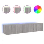 2 db szürke sonoma fali TV-szekrény LED-ekkel 80x35x31 cm