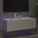 fehér fali TV-szekrény LED-világítással 100 x 35 x 31 cm