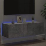 betonszürke fali TV-szekrény LED-világítással 100 x 35 x 31 cm