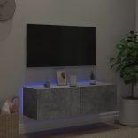 betonszürke fali TV-szekrény LED-világítással 100 x 35 x 31 cm