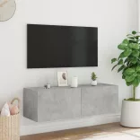 betonszürke fali TV-szekrény LED-világítással 100 x 35 x 31 cm
