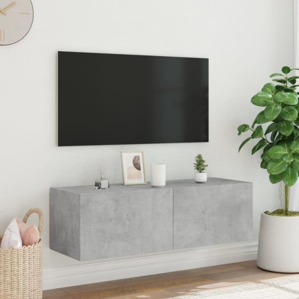 betonszürke fali TV-szekrény LED-világítással 100 x 35 x 31 cm
