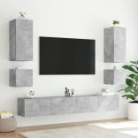 betonszürke fali TV-szekrény LED-világítással 100 x 35 x 31 cm