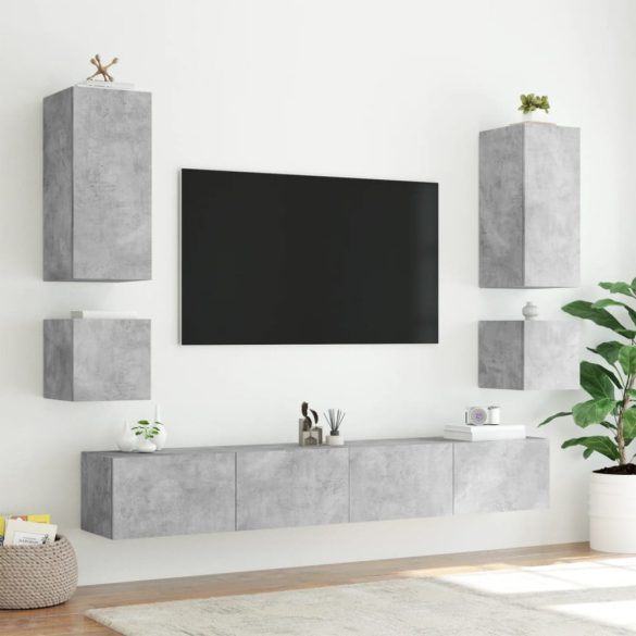 betonszürke fali TV-szekrény LED-világítással 100 x 35 x 31 cm
