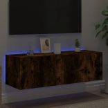 füstös tölgy színű fali TV-szekrény LED-ekkel 100 x 35 x 31 cm