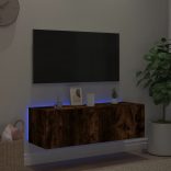 füstös tölgy színű fali TV-szekrény LED-ekkel 100 x 35 x 31 cm