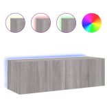 szürke sonoma színű fali TV-szekrény LED-ekkel 100 x 35 x 31 cm