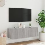 szürke sonoma színű fali TV-szekrény LED-ekkel 100 x 35 x 31 cm