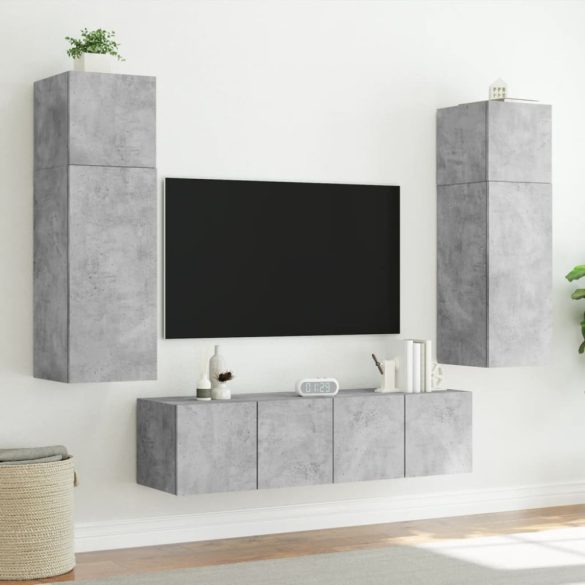 betonszürke falra szerelhető TV-szekrény LED-del 60x35x41 cm