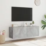 2 db betonszürke fali TV-szekrény LED-del 60x35x41 cm