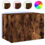 füstös tölgy színű fali TV-szekrény LED-ekkel 60x35x41 cm
