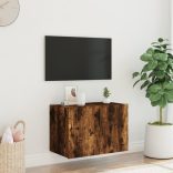 füstös tölgy színű fali TV-szekrény LED-ekkel 60x35x41 cm
