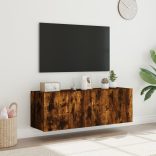 2 db füstös tölgy fali TV-szekrény LED-ekkel 60x35x41 cm