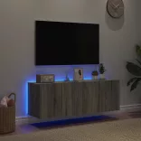 2 db szürke sonoma fali TV-szekrény LED-ekkel 60x35x41 cm